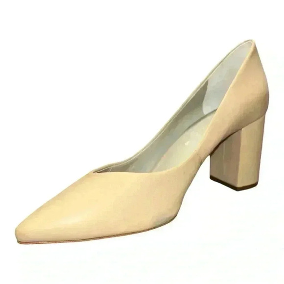 1. State Shoes - 1.State Saffy Block Heel Pointy Toe Pump, Nude Leather, Womens Size 8.5 M / 39